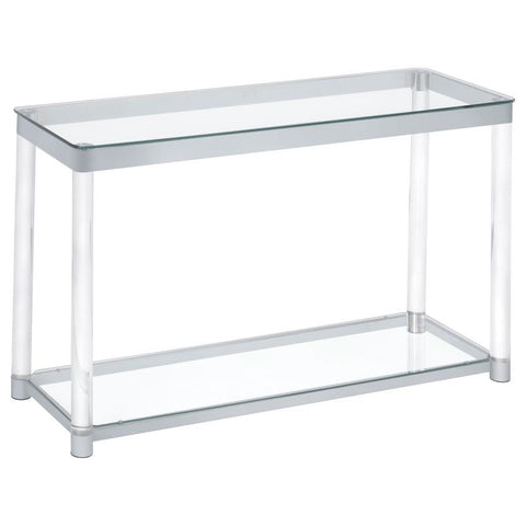 Coaster Anne Sofa Table with Lower Shelf Chrome and Clear Model 720749