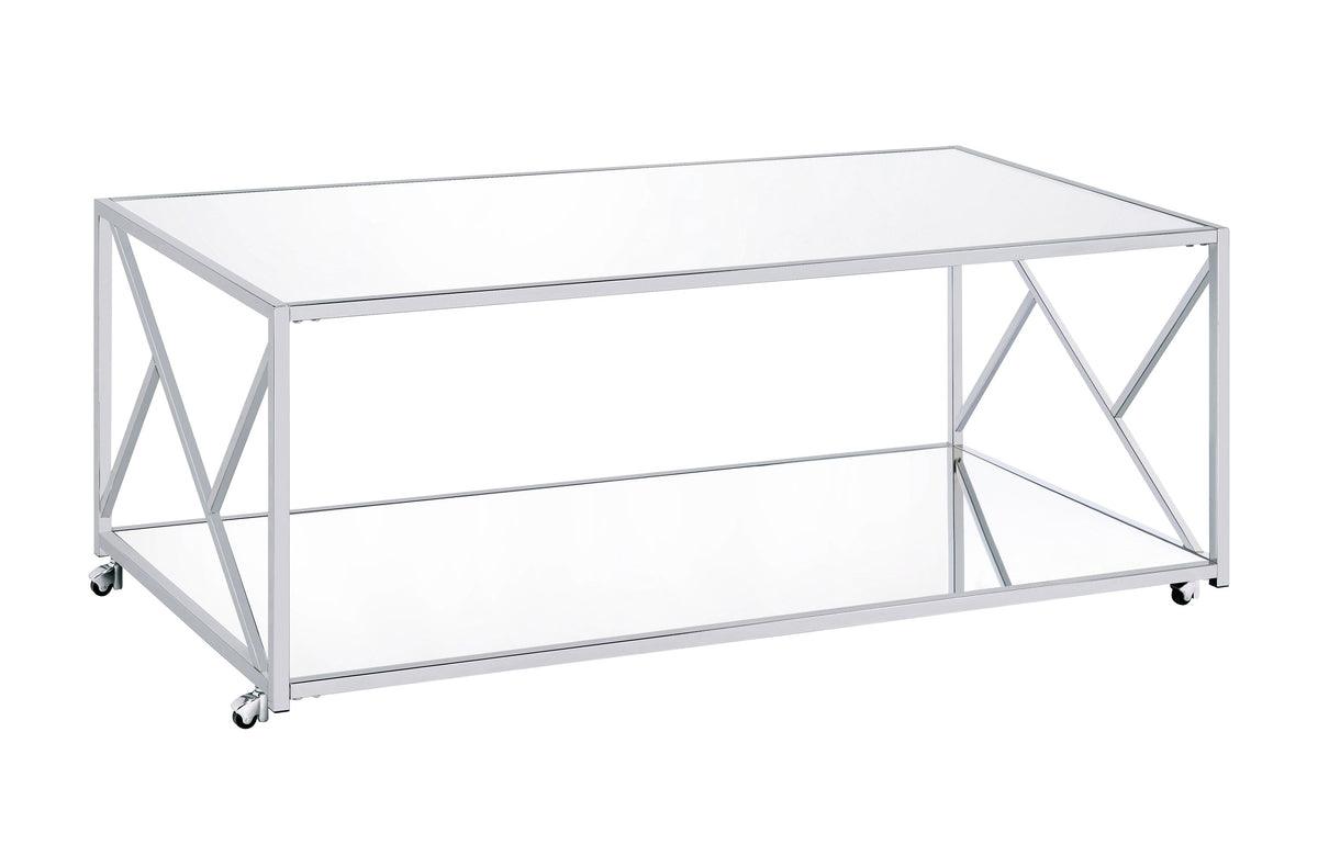 Coaster Provins 3-piece Occasional Table Set Clear Mirror and Chrome Model 720794