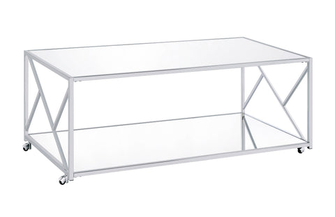 Coaster Provins 3-piece Occasional Table Set Clear Mirror and Chrome Model 720794