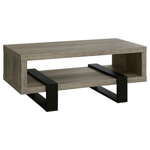 Coaster Dinard Coffee Table with Shelf Grey Driftwood Model 720878