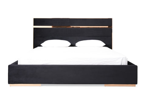 Nova Domus Cartier Modern Black Velvet & Rosegold Bed Model VGVCBD-A002