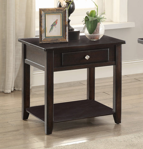 Coaster Bradford Square 1-shelf End Table Walnut Model 721037