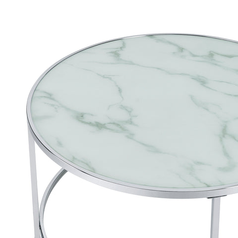 Coaster Lynn 2-piece Round Nesting Table White and Chrome Model 721528