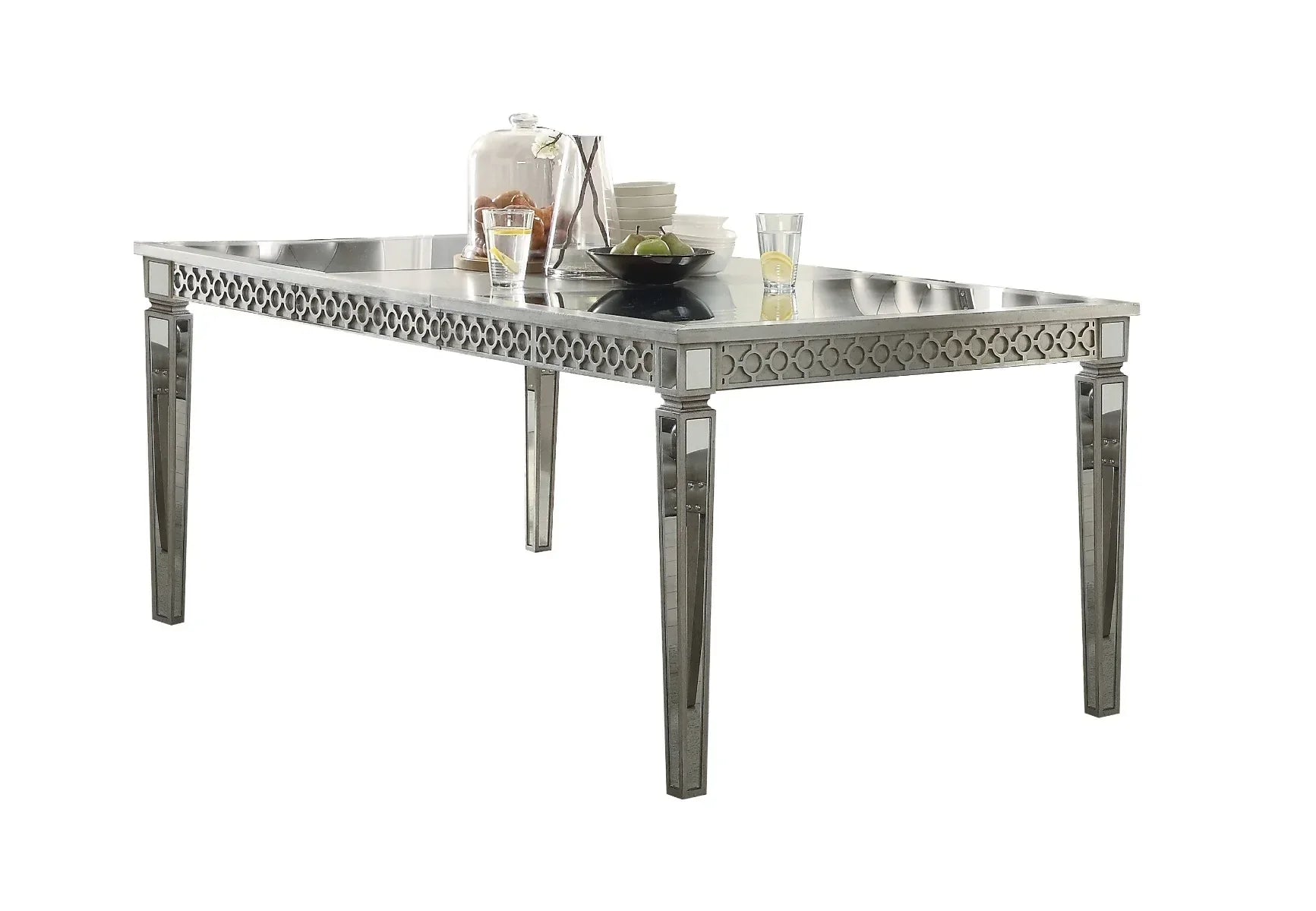 Kacela Mirrored & Antique Silver Finish Dining Table Model 72155 By ACME Furniture