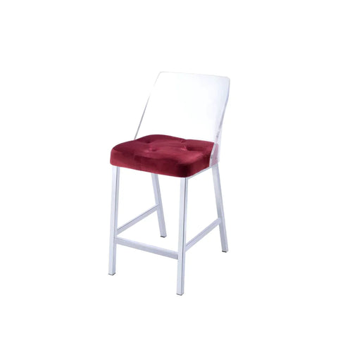 Nadie II Burgundy Velvet & Chrome Counter Height Chair Model 72173 By ACME Furniture