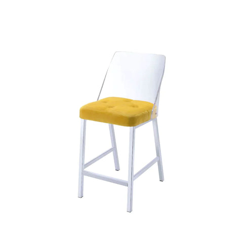 Nadie II Yellow Velvet & Chrome Counter Height Chair Model 72174 By ACME Furniture