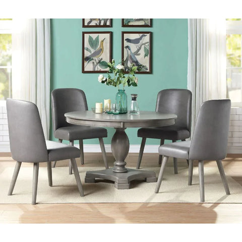 Waylon Gray PU & Gray Oak Side Chair Model 72202 By ACME Furniture