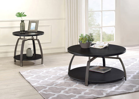 Coaster Dacre Round End Table Dark Grey and Black Nickel Model 722207