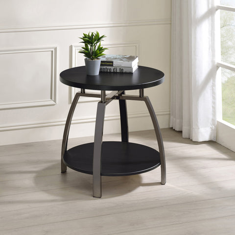 Coaster Dacre Round End Table Dark Grey and Black Nickel Model 722207