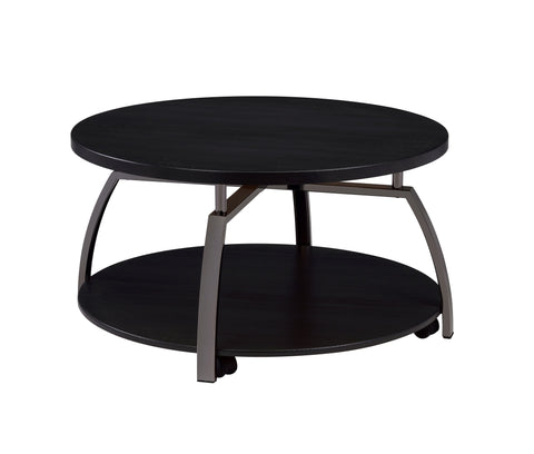 Coaster Dacre Round Coffee Table Dark Grey and Black Nickel Model 722208