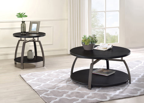 Coaster Dacre Round Coffee Table Dark Grey and Black Nickel Model 722208