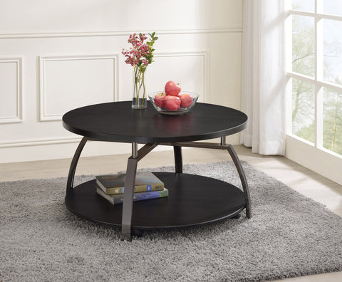 Coaster Dacre Round Coffee Table Dark Grey and Black Nickel Model 722208
