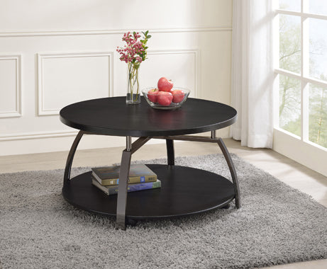 Coaster Dacre Round Coffee Table Dark Grey and Black Nickel Model 722208