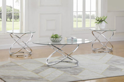 Coaster Warren 3-piece Occasional Set Chrome and Clear Model 722373