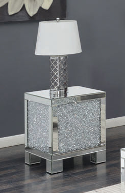 Coaster Gillian Square End Table Silver and Clear Mirror Model 722497