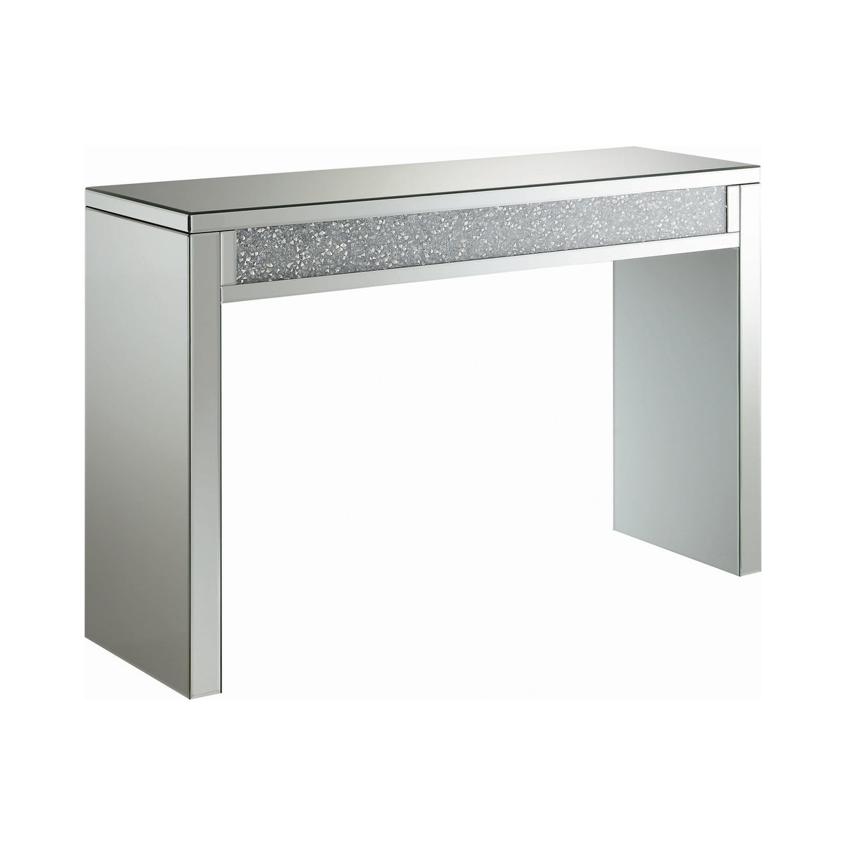 Coaster Gillian Rectangular Sofa Table Silver and Clear Mirror Model 722499