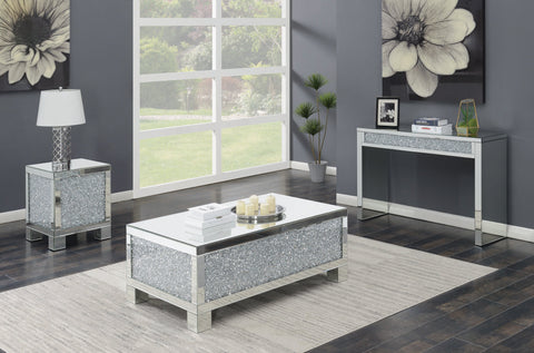 Coaster Gillian Rectangular Sofa Table Silver and Clear Mirror Model 722499