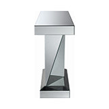 Coaster Gunilla Rectangular Sofa Table with Triangle Detailing Silver and Clear Mirror Model 722509