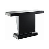 Coaster Gunilla Rectangular Sofa Table with Triangle Detailing Silver and Clear Mirror Model 722509