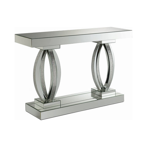 Coaster Amalia Rectangular Sofa Table with Shelf Clear Mirror Model 722519