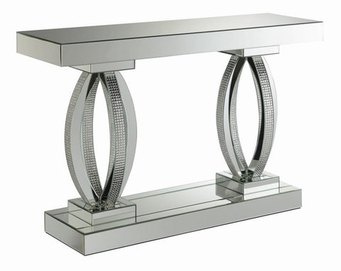 Coaster Amalia Rectangular Sofa Table with Shelf Clear Mirror Model 722519