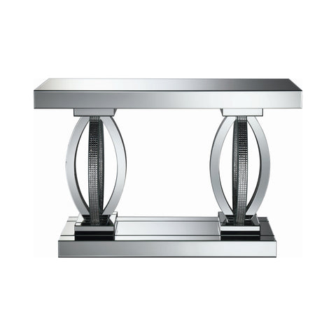 Coaster Amalia Rectangular Sofa Table with Shelf Clear Mirror Model 722519