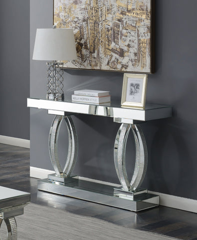 Coaster Amalia Rectangular Sofa Table with Shelf Clear Mirror Model 722519