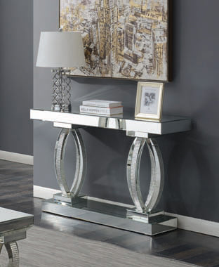Coaster Amalia Rectangular Sofa Table with Shelf Clear Mirror Model 722519