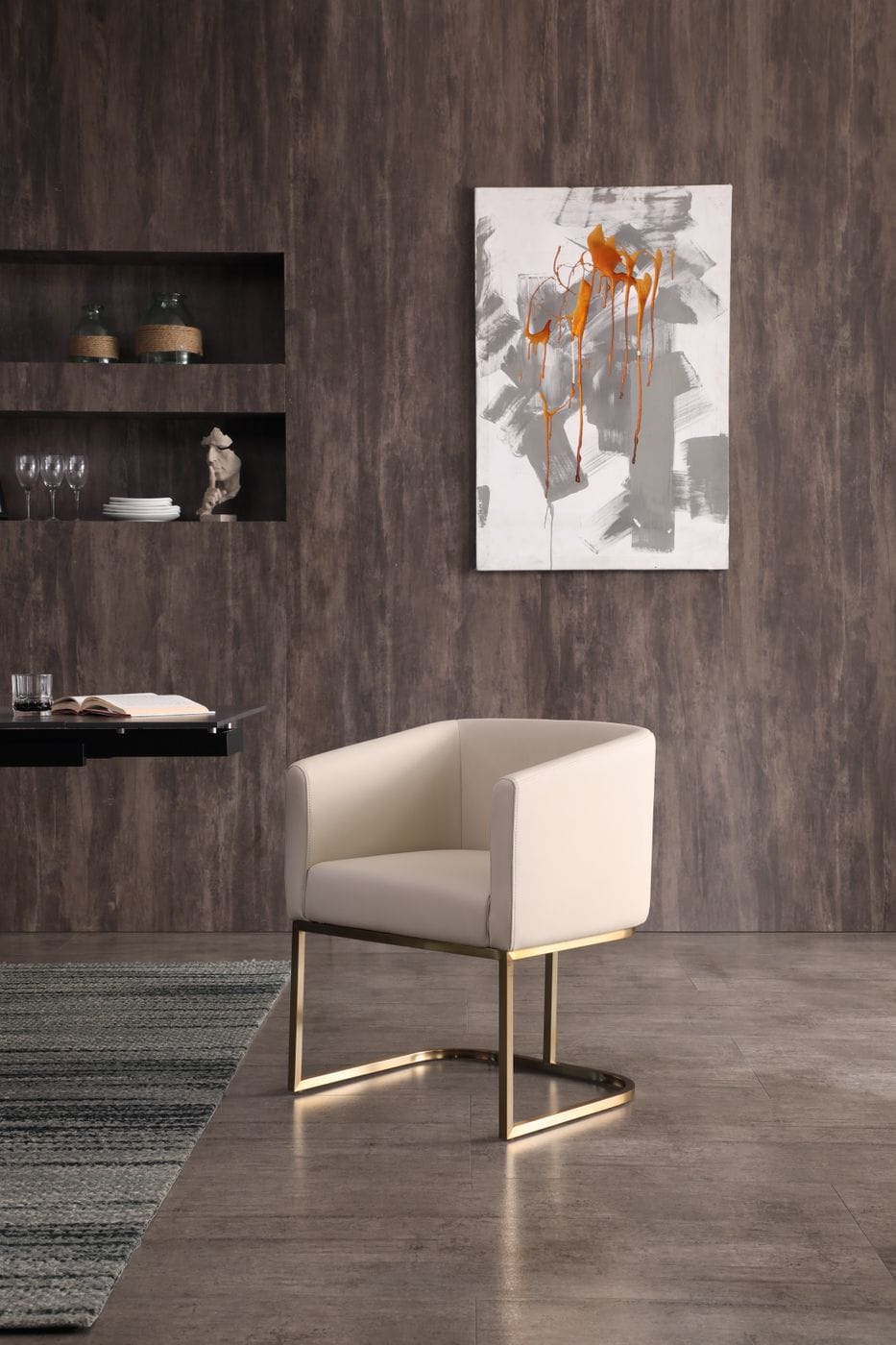 Modrest Yukon Modern Beige Bonded and Antique Brass Dining Chair By VIG Furniture