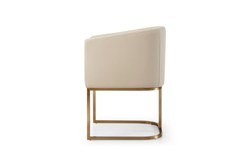 Modrest Yukon Modern Beige Bonded and Antique Brass Dining Chair By VIG Furniture