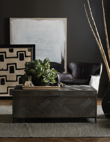 Hooker Furniture Living Room Commerce & Market Carved Chest Cocktail Table