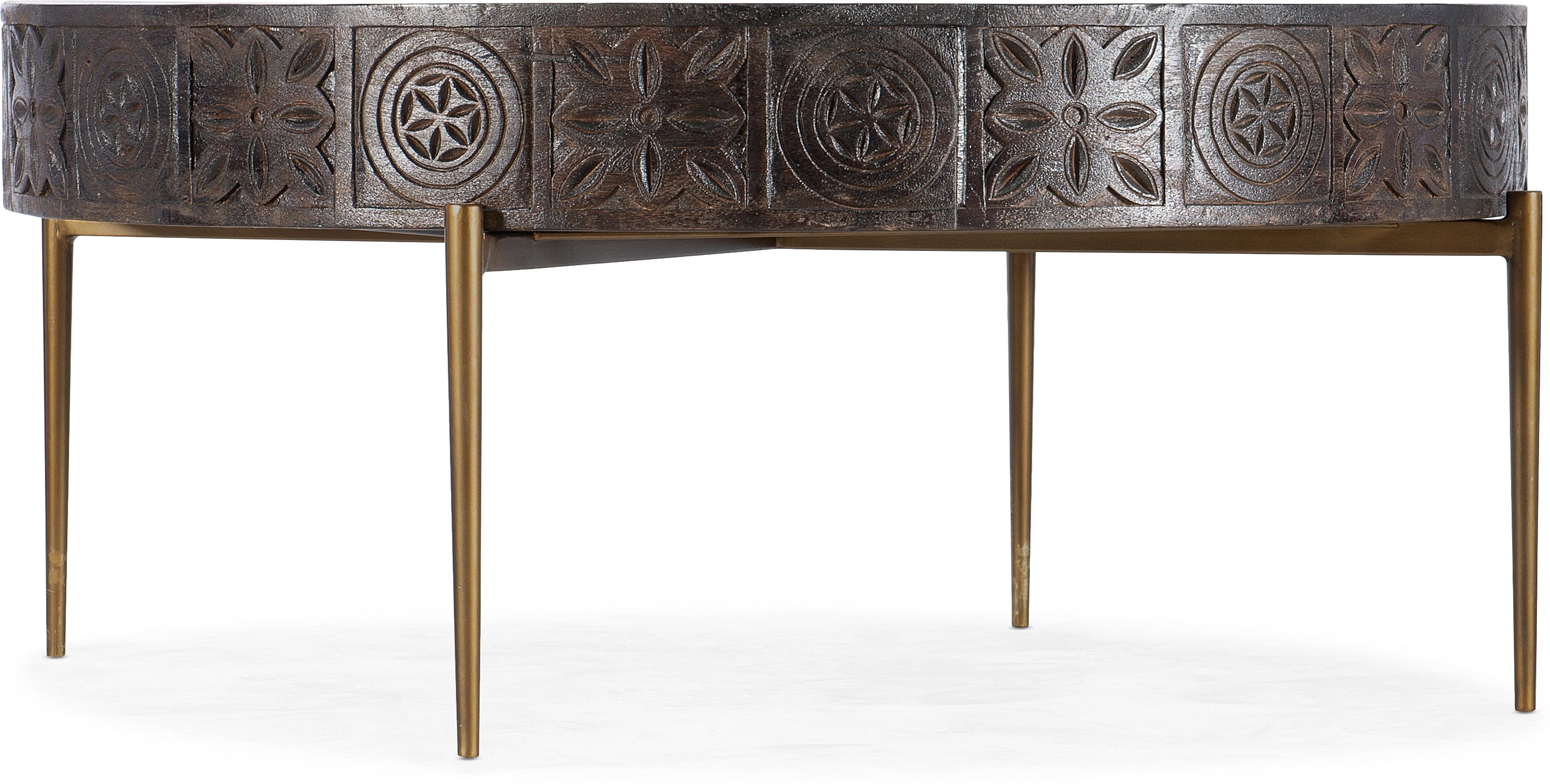 Hooker Furniture Living Room Commerce & Market Carved Round Cocktail Table