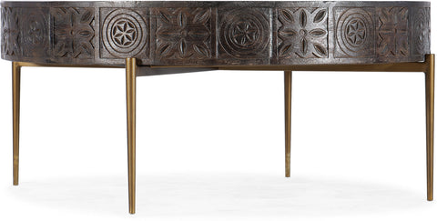 Hooker Furniture Living Room Commerce & Market Carved Round Cocktail Table