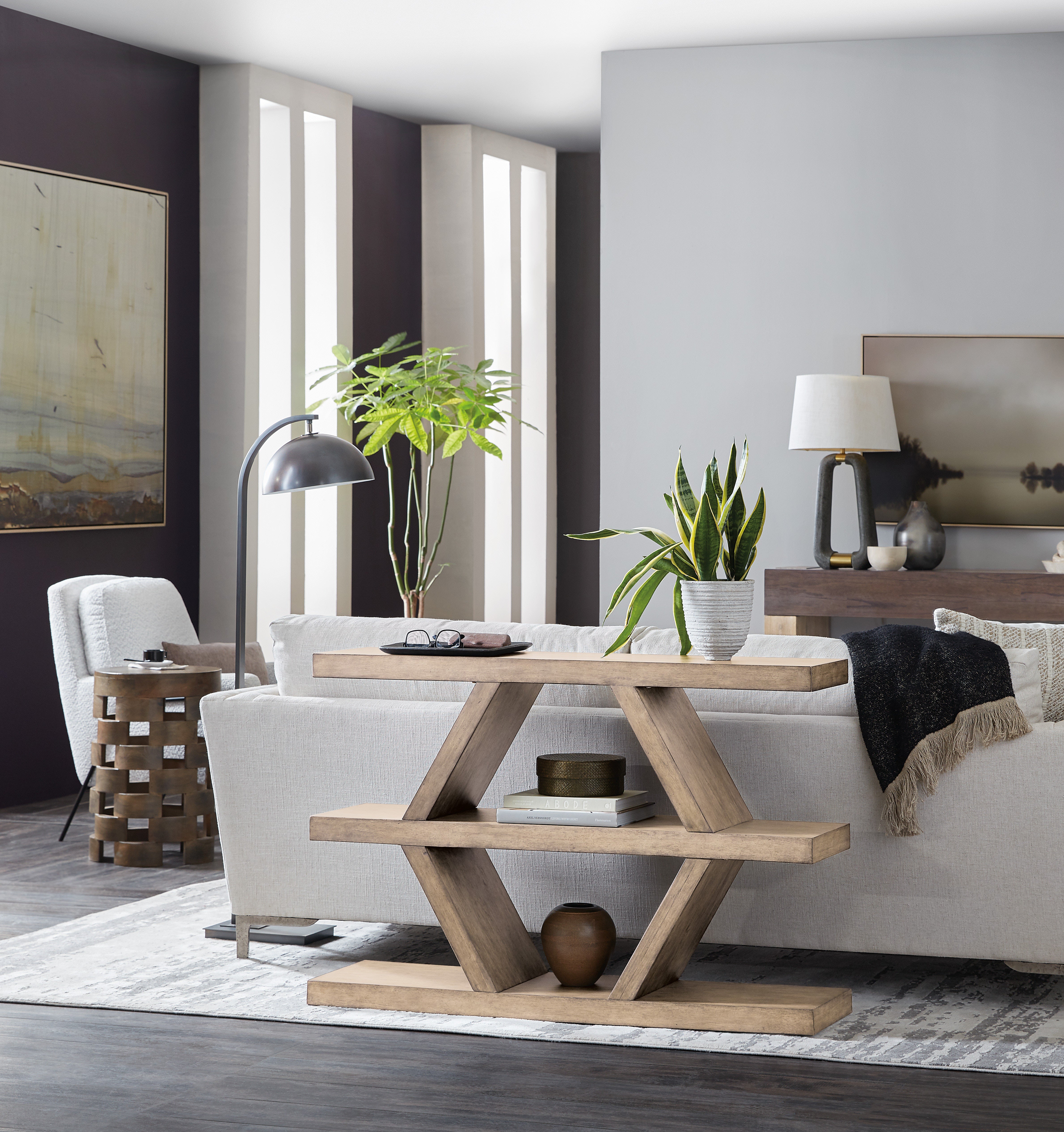 Hooker Furniture Living Room Commerce & Market Geo Lines Console