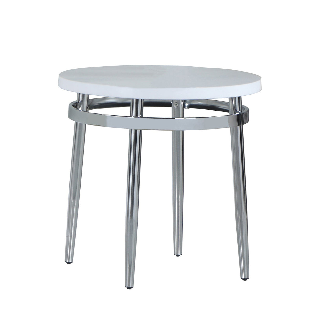 Coaster Avilla Round End Table White and Chrome Model 722967