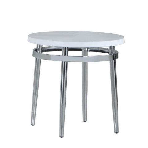 Coaster Avilla Round End Table White and Chrome Model 722967