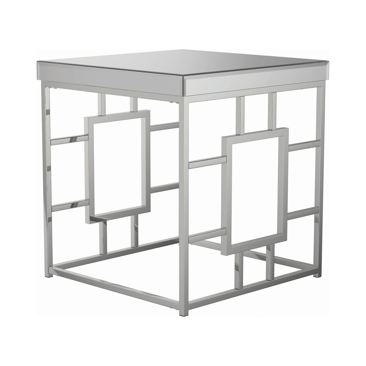 Coaster Dafina Geometric Frame Square End Table Chrome Model 723077