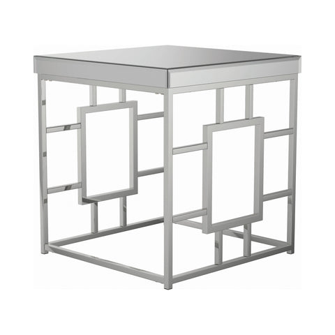 Coaster Dafina Geometric Frame Square End Table Chrome Model 723077
