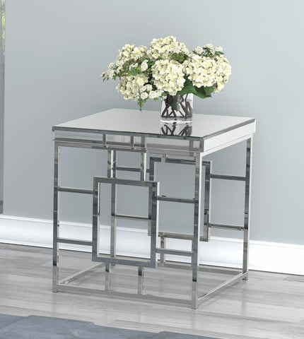 Coaster Dafina Geometric Frame Square End Table Chrome Model 723077