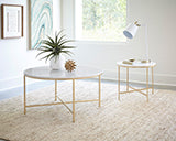 Coaster Ellison Round X-cross Coffee Table White and Gold Model 723208