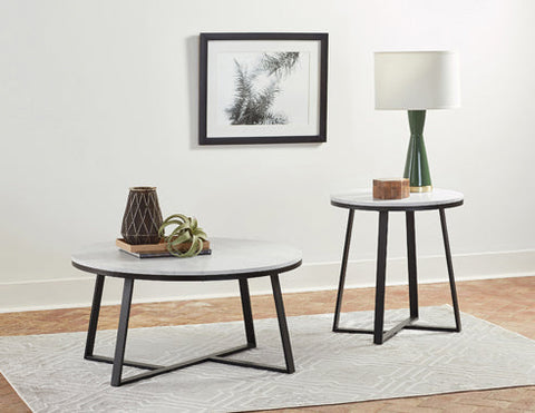 Coaster Hugo Metal Base Round End Table White and Matte Black Model 723237