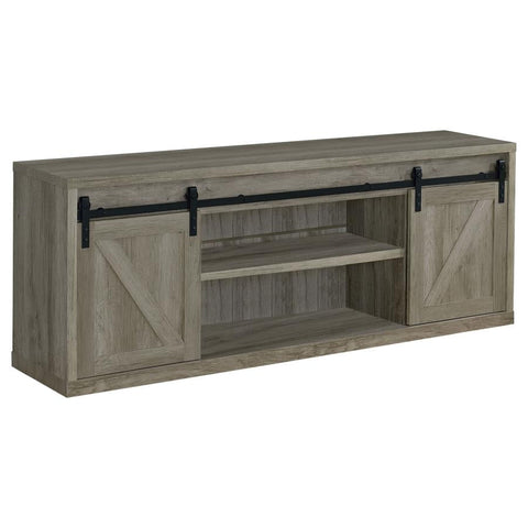 Coaster Brockton 71-inch 3-shelf Sliding Doors TV Console Grey Driftwood Model 723263