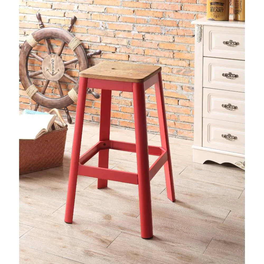 Jacotte Natural & Red Bar Stool Model 72334 By ACME Furniture