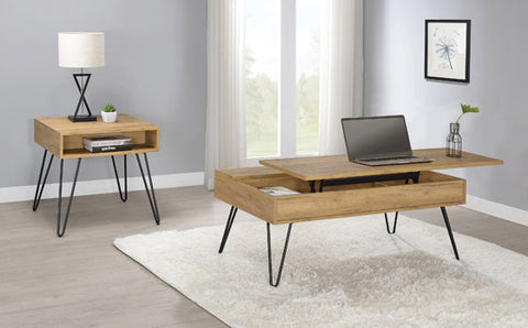 Coaster Fanning Lift Top Storage Coffee Table Golden Oak and Black Model 723368
