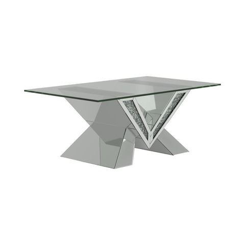 Coaster Taffeta V-shaped Coffee Table with Glass Top Silver Model 723448
