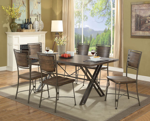 Jodoc Walnut & Gunmetal Dining Table Model 72345 By ACME Furniture