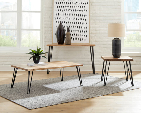 Coaster Zander Coffee Table with Hairpin Leg Natural and Matte Black Model 723498