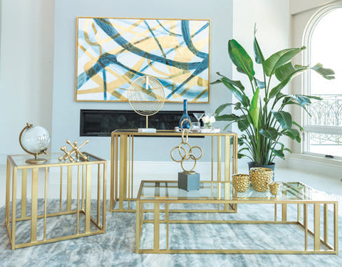 Coaster Adri Metal Frame Sofa Table Matte Brass Model 723609