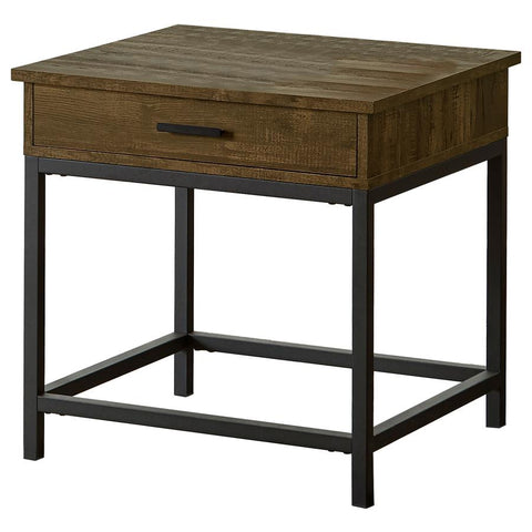 Coaster Byers Square 1-drawer End Table Brown Oak and Sandy Black Model 723777