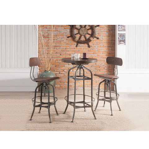 ACME Kaeso Walnut & Gunmetal Finish Kaeso Bar Table Model 72380